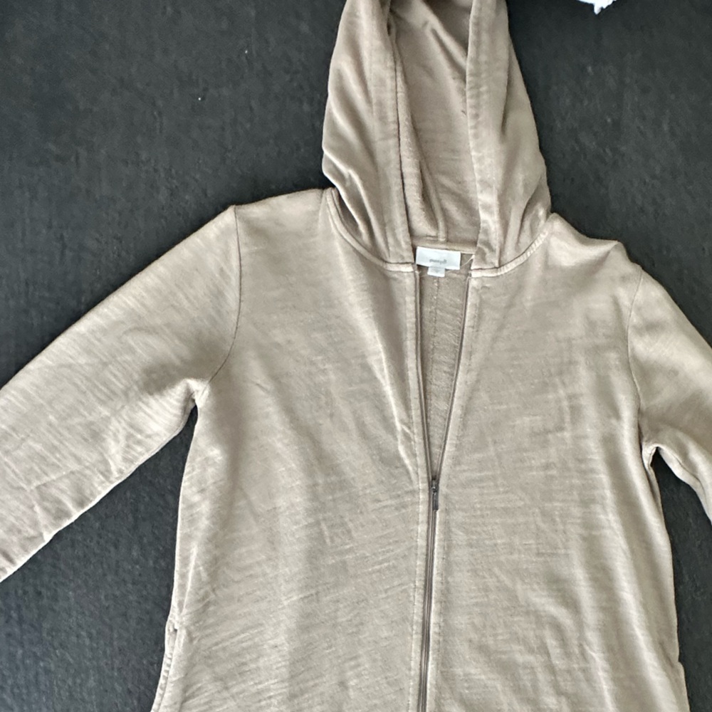 Pure Jill Hoodie Zip Sweatshirt Jacket Oversized Cotton Terry Ruffle Hem - Picture 3 of 9